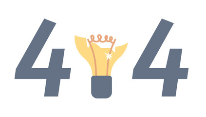 Poster - Broken lightbulb 404 page not found illustration. Electricity. Bulb socket with remaining glass flat vector 2D cartoon concept on white. Editable error flash message for application, web UX, UI design