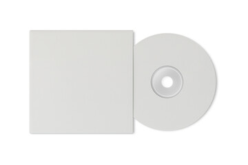 CD disc and carton packaging cover template mock up. Digipak case of cardboard CD drive. With white blank for branding design or text. Isolated on a background. 3d rendering.