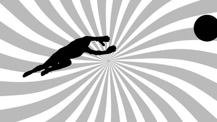 Poster - Animation of football player silhouette over shapes on white background