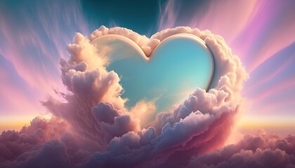 Beautiful heart object with colorful clouds