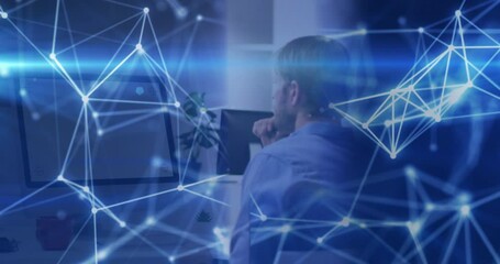 Poster - Animation of computing data processing over man using computer