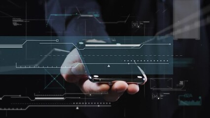Poster - Animation of computing data processing over man using smarpthone