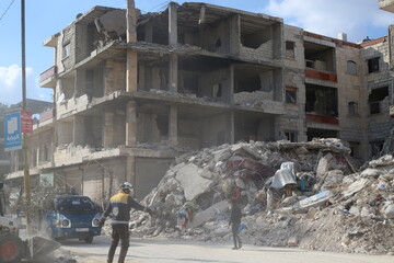 Turkey and Syria earthquake. Ruined houses after a strong earthquake.