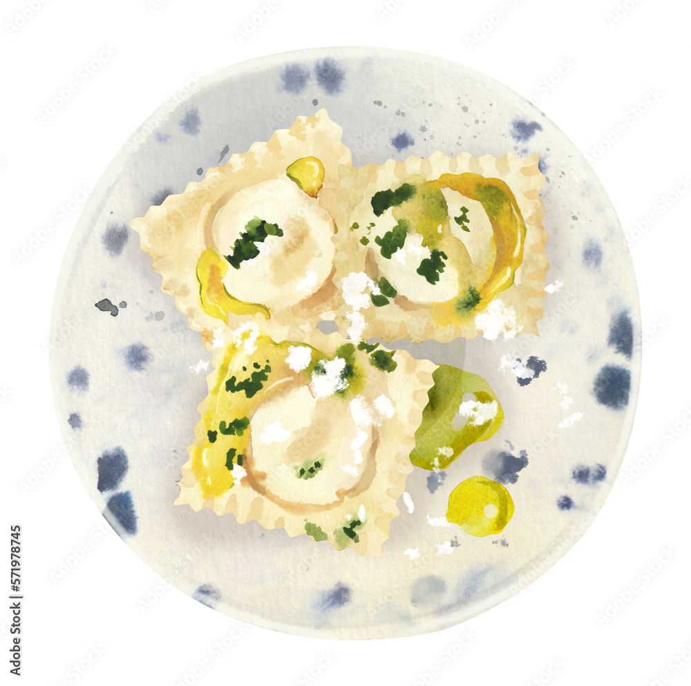 Italian traditional home made ravioli with mozzarella, olive oil and ...
