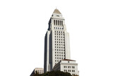 Fototapeta  - Los Angeles City Hall government building with cut out sky.