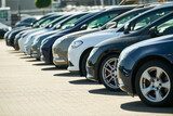 Fototapeta  - row of used cars. Rental or automobile sale services