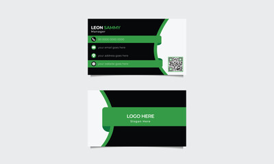 Black and green element combination vector business card design.