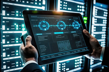 Wall Mural - Data center, technology server network, generative ai