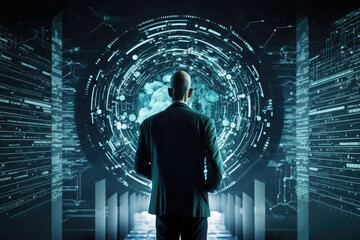Wall Mural - Data center, technology server network, generative ai