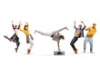 © Ljupco Smokovski - African american guy performing handstand with a boombox and other people dancing