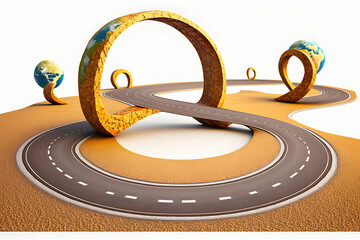 Wall Mural - 3D illustration of infinity road. realistic road shaped like the number eight. creative concept design.