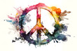 the peace sign in style of aquarelle, ai generated