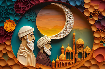 Wall Mural - Generative AI illustration of muslim ramadan images background