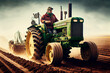 Moderner Traktor in Aktion: Effiziente Landwirtschaft auf dem Feld - Generative Ai