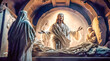 Jesus Auferstehung von den Toten Ostern Abstrakte Surreale Illustration Grafik Geneerative AI Digital Art Hintergrund Cover