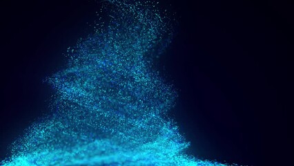 Poster - 4K particle tornado, motion Background. Abstract background with connecting dots. Vortex. Wave of particles. Whirlpool of mixed particles of, flying on dark background. Dynamic particles of, randomly