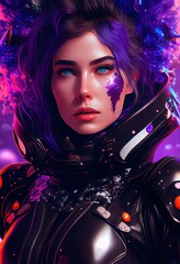 Wall Mural - Portrait of an astronaut in a spacesuit. High-tech astronaut from the future. The concept of space travel. Generative AI Art