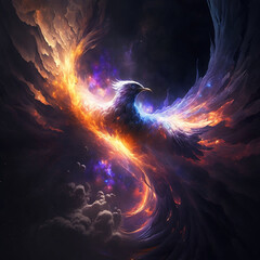 phoenix in space backround