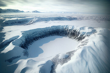 Wall Mural - Arctic Impact Crater - Generative Ai