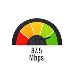 Poster - Internet download speed test on web page. Speed test and network performance information. Signal quality. Speed scale. Vector illustration