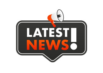 Poster - Banner news feed with a megaphone. Announce loudspeaker icon, Important Newsletter. Label message information sticker. Latest news badge announcement. Vector illustration
