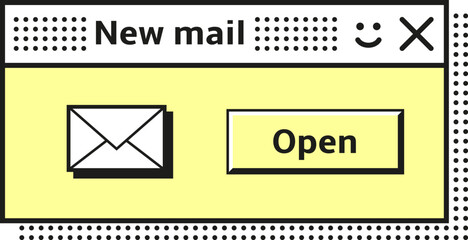 Poster - New mail window. Vintage hipster style interface