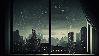 Wall Mural -  a window with a view of a city outside of it.  generative ai