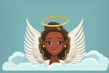 Angel Black Skin Girl Flat Illustration Created With Generative AI 