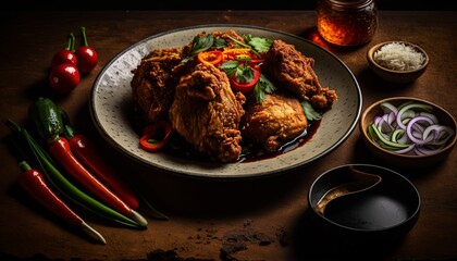 Wall Mural - A plate of crispy and juicy fried chicken 炸雞