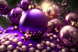 Fototapeta  - purple christmas balls-Generate AI