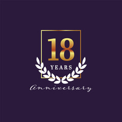 Wall Mural - 18 years anniversary gold emblem logo design