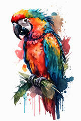 Naklejka na meble Watercolored colorful parrot. Generative AI