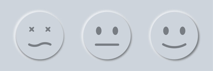Poster - Emoticons emoji faces button in neumorphism style.