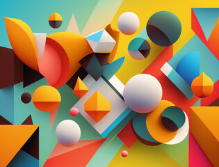 eye-catching image showcases a mesmerizing abstract composition of geometric shapes in bold and brig