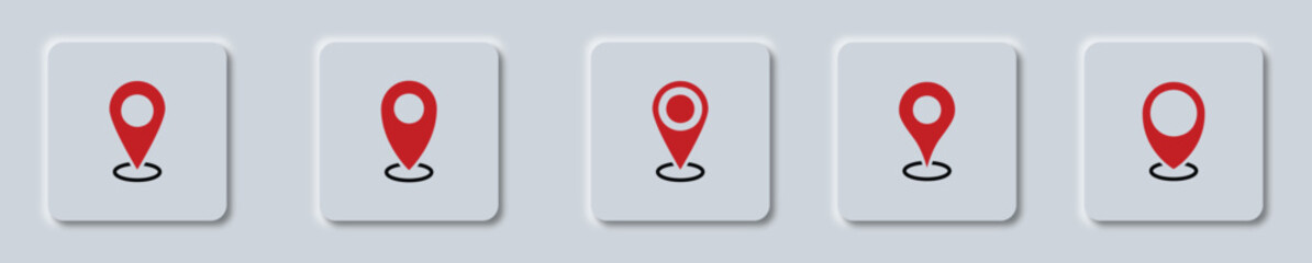 Poster - Set of map pin location button in neumorphism style.