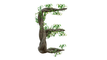 Wall Mural - Tree grow or vine in the shape of the English text. Letter font E. 3D Render.