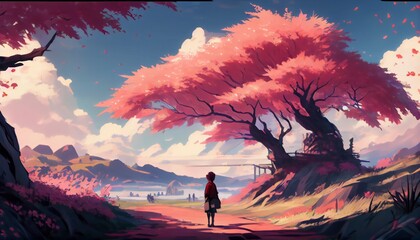 Spring Awakening: A Journey through Fresh Landscapes, anime style generative ai