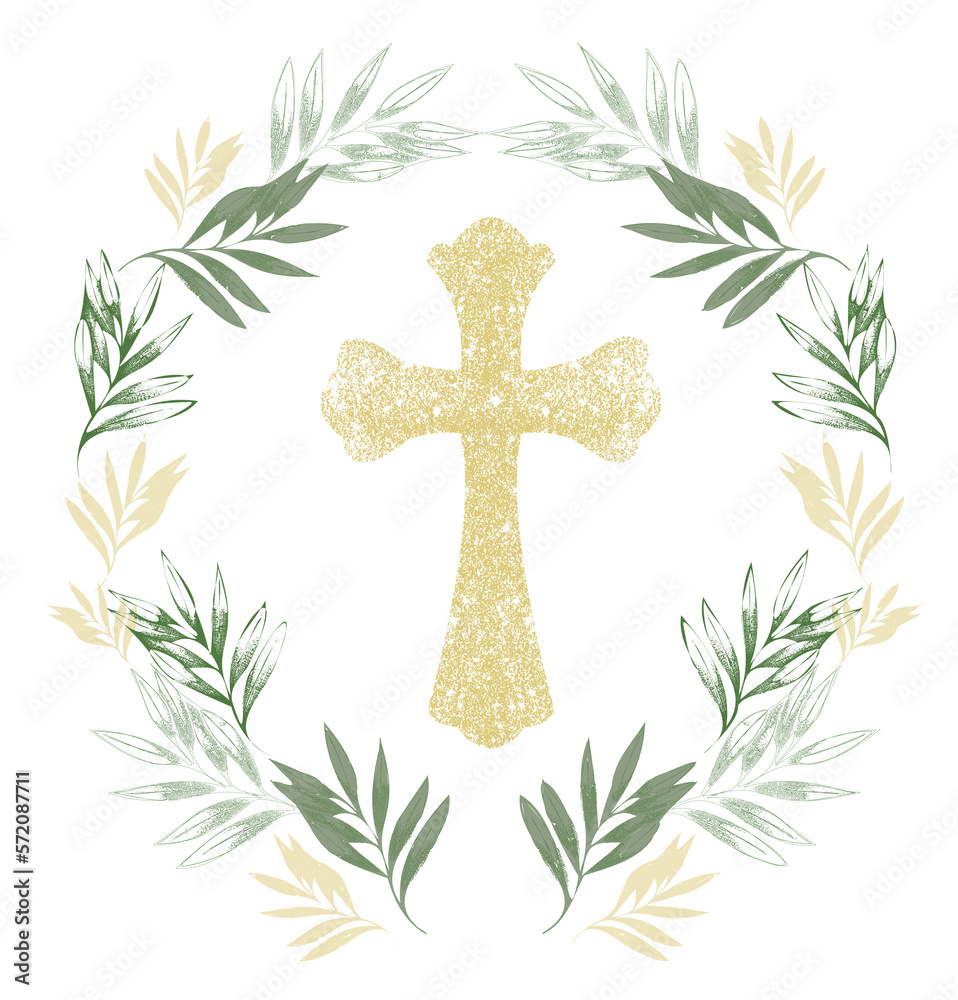 Ilustración de Stock Graphic Easter Cross Clipart, Spring Floral  Arrangements, Vintage Baptism Crosses DIY Invitation, Eucaliptus Greenery  wedding clipart, Retro style Golden frame and foliage, Holy Spirit,  Religious | Adobe Stock, image size:958x1000