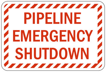 Wall Mural - Pipeline sign and labels pipeline emergency shutdown