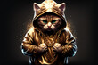© ReisMedia - Cool Gangsta cat rapper in sunglasses. sketch art for artist creativity and inspiration. generative AI
