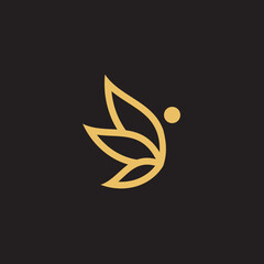 Sticker - cannabis abstract minimalist gold line logo of a cannabis leaf for your brand.