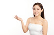 © kitthanes  - Beautiful young asian woman with clean fresh skin on white background, Face care, Facial treatment, Cosmetology, beauty and spa, Asian women portrait.