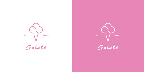 illustration of a minimalist gelato logo creative idea icon vector symbol flat, simple, monoline sil