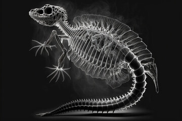 Wall Mural - Reptile x-ray style. X-ray of Raw whole chicken. Creative Art abstract. Created with Generative AI technology