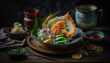 Wall Mural - A plate of crispy and golden tempura