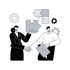 Poster - Mutual assistance abstract concept vector illustration. Mutual assistance program, help each other, business support, mobile banking, team work, group of people, shaking hands abstract metaphor.