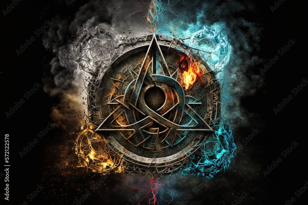 Generative AI arcane symbol with effect of fire and ice. Magic symbol ...