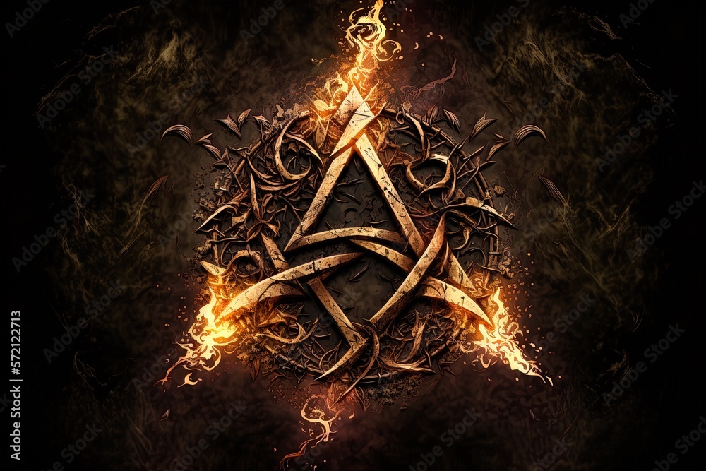 Generative AI arcane symbol with effect of fire and ice. Magic symbol ...