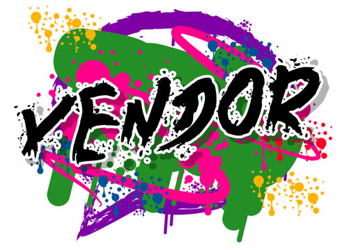 Vendor. Graffiti tag. Abstract modern street art decoration performed in urban painting style.