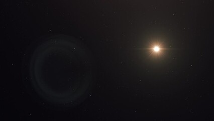 Wall Mural - Starry Night Sky With Moon, Giant Planet Jupiter Revealed. animation, sliding shot